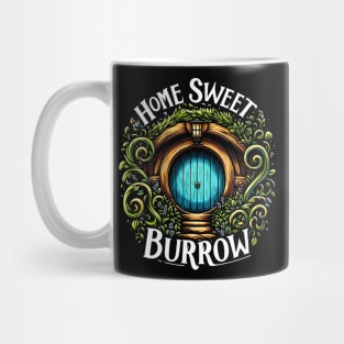 Home Sweet Burrow - Blue Halfling Home - Fantasy Mug